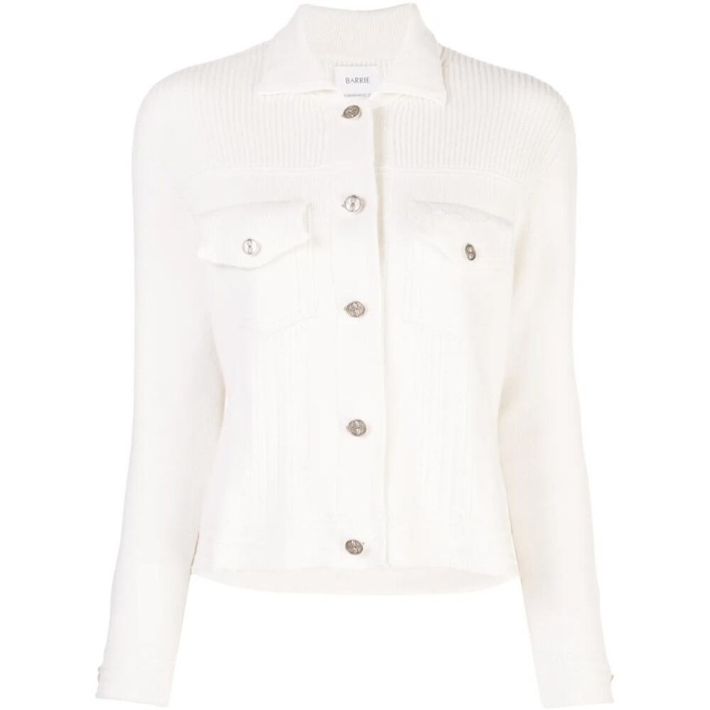 Barrie Ribbed White Buttoned Jacket Size XS
